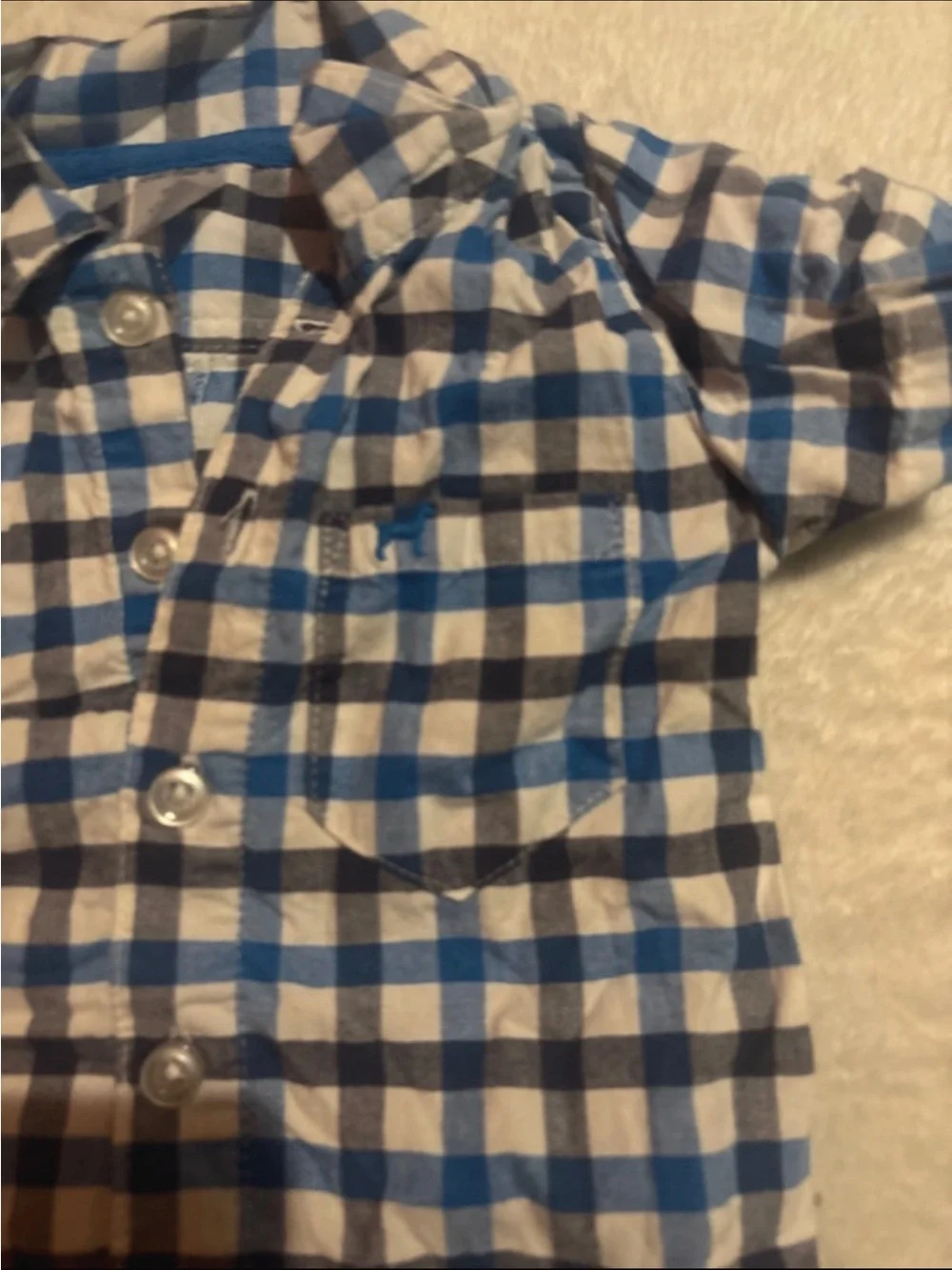Carter's Blue and White Gingham Short-Sleeve Romper